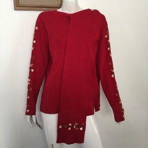 NWT (Relitivity) Woman 2X Quest Red Sweater with Removable Matching Scarf
